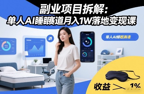 副业项目拆解：单人AI睡眠赛道月入1W落地变现课