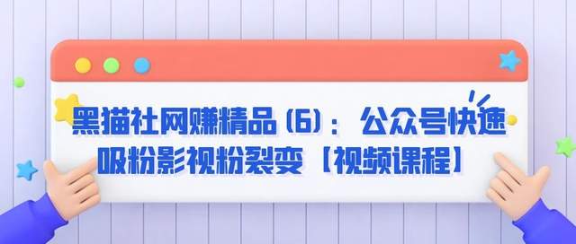 黑猫社网创精品(6)：公众号快速吸粉影视粉裂变【视频课程】