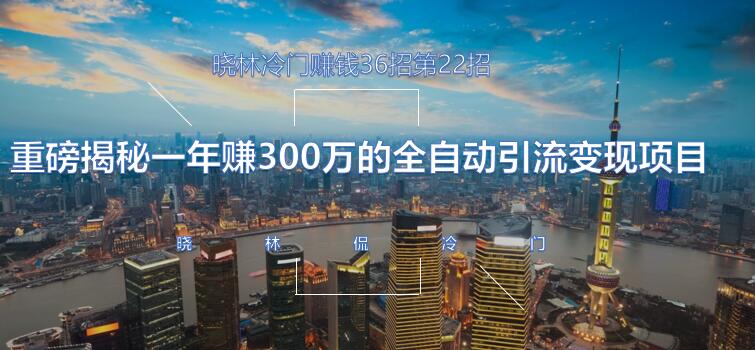 晓林冷门賺米36招第22招重磅揭秘一年赚300万的全自动引流变现项目【视频课程】