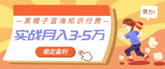 黑帽子蓝海知识付费项目，持续稳定盈利，实战月入3-5w项目