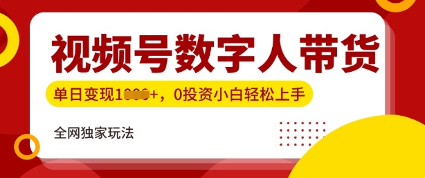 最新视频号数学人带货实操玩法，新手单日轻松多张，全程干货