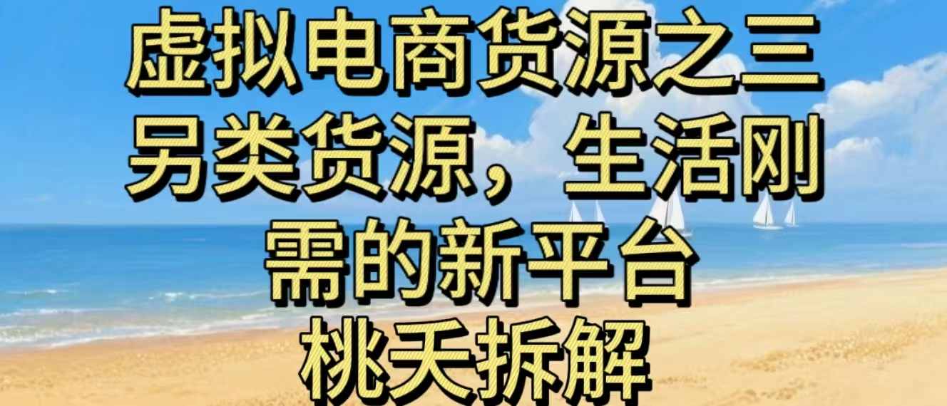 虚拟电商之三另类的货源，生活刚需的新平台