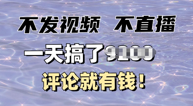 不发作品不直播，评论就有钱，一条最高10块，一天搞多张