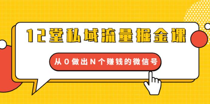 12堂私域流量掘金课：打通私域４大关卡，从0做出N个賺米的微信号【完结】