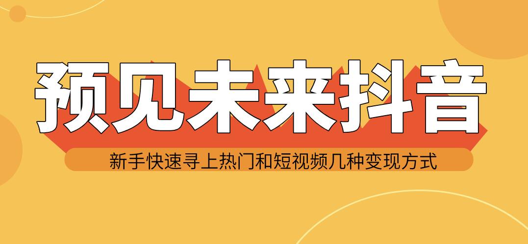 预见未来抖音新手实战操作，快速寻上热门和变现方式（共14节视频）