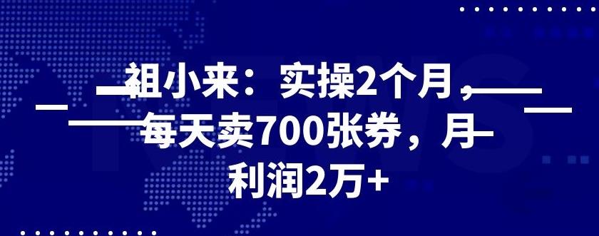 最新賺米项目：实操2个月，每天卖700张券，月利润2万+