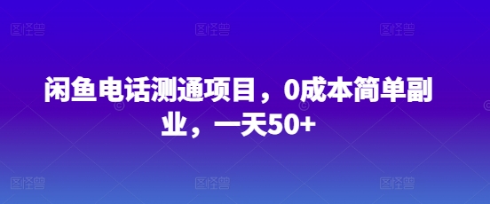 闲鱼电话测通项目，0成本简单副业，一天50+