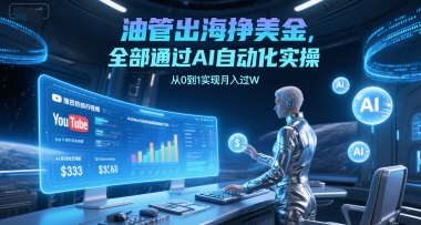 油管出海挣美金，全部通过AI自动化实操，从0到1实现月入过W