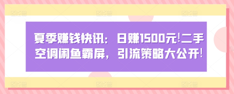 夏季賺米快讯：日赚1500元，二手空调闲鱼霸屏，引流策略大公开!
