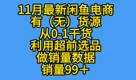 K总部落《11月最新闲鱼有无货源从0-1干货版打造销量店铺数据》