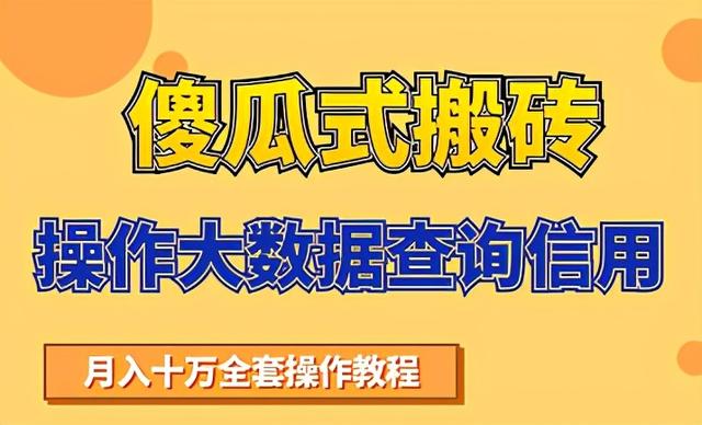 搬砖操作大数据查询信用项目賺米教程，祝你快速月入6万