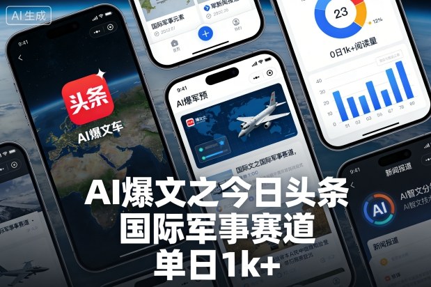 AI爆文之今日头条，国际军事赛道，单日1k+