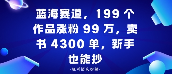蓝海赛道，199个作品涨粉99W，卖书4300单，新手也能抄