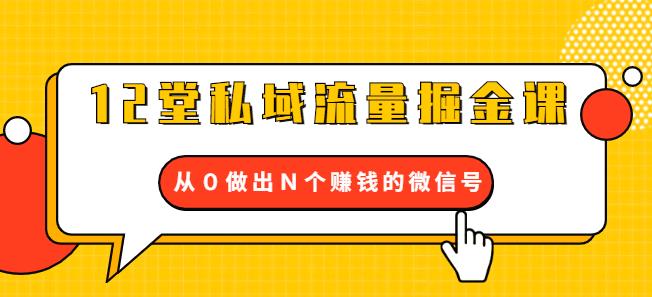 12堂私域流量掘金课：打通私域４大关卡，从0做出N个賺米的微信号