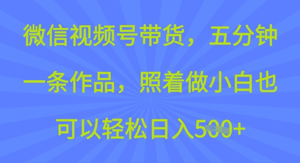 微信视频号带货，五分钟一条作品，照着做小白也可以轻松日入5张