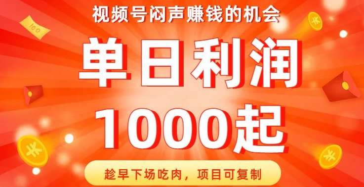 视频号闷声賺米的机会，趁早下场吃肉，项目可复制，单日利润1000起【揭秘】