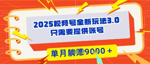 2025年视频号全新玩法3.0，操作爆款门槛低， 团队赋能，单月入9k