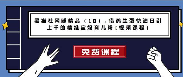 黑猫社网创精品（18）：借鸡生蛋快速日引上千的精准宝妈育儿粉【视频课程】