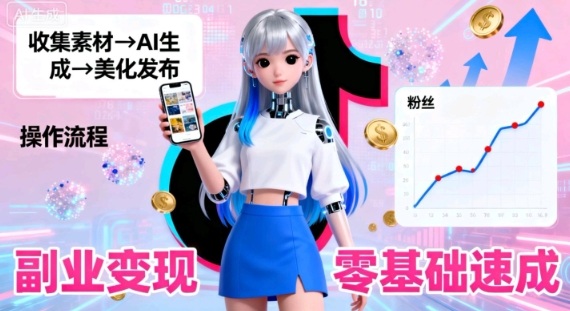 副业拆解：抖音新风口，靠AI美女图日引500粉，无需拍摄、不用真人