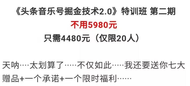 网创副业项目：价值4480元的全套头条音乐号项目！免费分享
