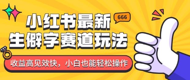 小红书最新生僻字赛道玩法，收益高见效快，小白也能轻松操作