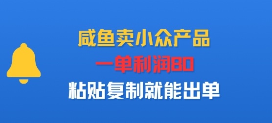 咸鱼卖小众产品，一单利润80，粘贴复制就能出单