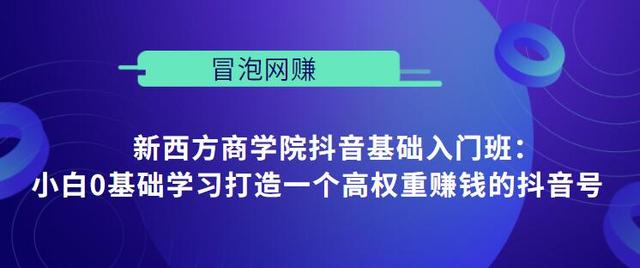 新西方商学院抖音基础入门班：小白0基础学习打造一个高权重賺米的抖音号