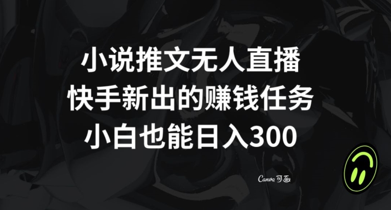小说推文无人直播，快手新出的賺米任务，小白也能日入300+【揭秘】