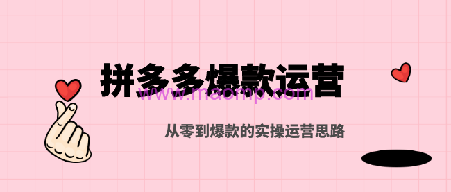 猫课：拼多多爆款运营，从零到爆款的实操运营思路