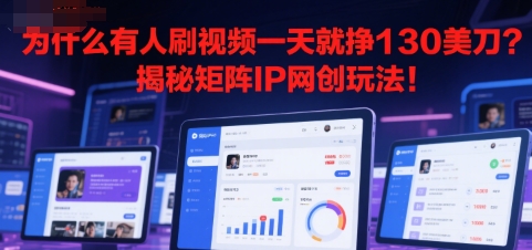 为什么有人刷视频一天就挣130美刀？揭秘矩阵IP网创玩法!
