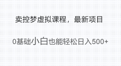 最新小众项目，利用人们猎奇的心理卖控梦虚拟课程，0基础小白也能轻松日入多张