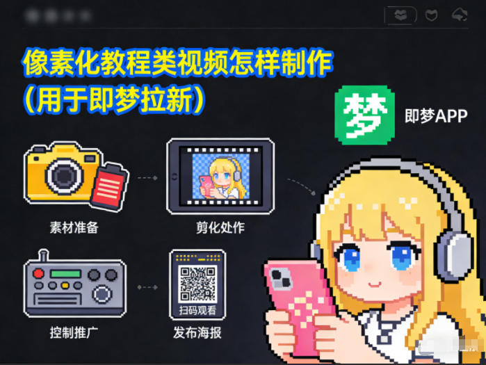 像素化教程类视频怎样制作（用于即梦拉新）