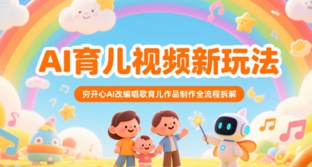 AI育儿视频新玩法，穷开心AI改编唱歌育儿作品制作全流程拆解
