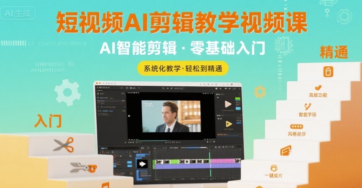 短视频AI剪辑教学视频课，入门到精通