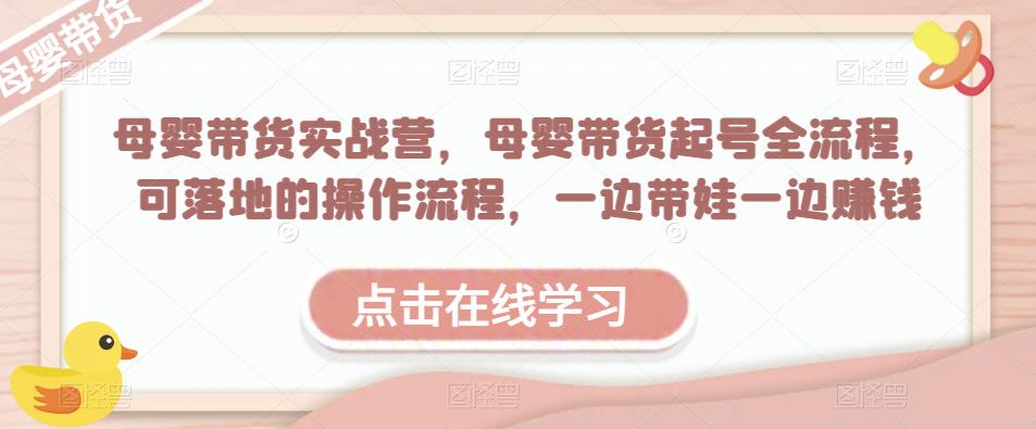 母婴带货实战营，母婴带货起号全流程，可落地的操作流程，一边带娃一边賺米（附素材）