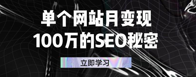 单个网站月变现100万的SEO秘密，百分百做出賺米站点