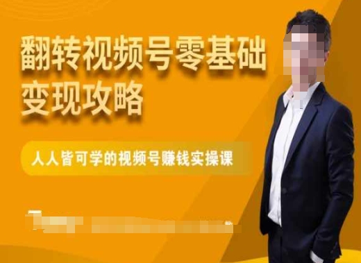 微信视频号零基础变现攻略，人人皆可学的视频号賺米实操课