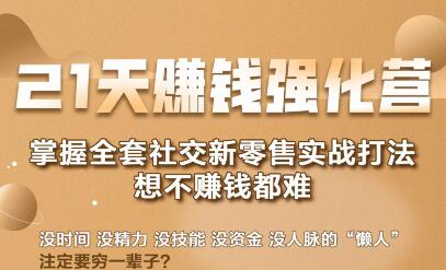 21天賺米强化营，掌握全套社交新零售实战打法，赚回N倍学员（完结）
