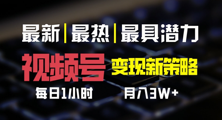 视频号变现新策略，每日一小时月入过万