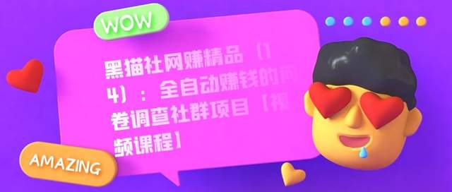 黑猫社网创精品（14）：全自动賺米的问卷调查社群项目【视频课程】