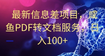 最新信息差项目，咸鱼PDF转文档服务，日入100+
