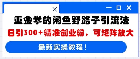 重金学的闲鱼野路子引流法，日引300+精准创业粉，可矩阵放大