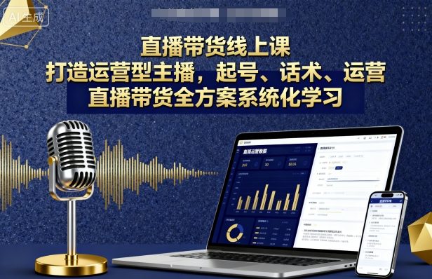 直播带货线上课，打造运营型主播，起号、话术、运营，直播带货全方案系统化学习