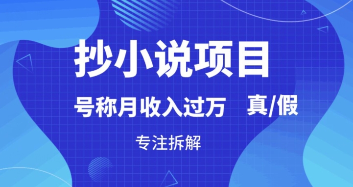 “抄小说”真的賺米吗，到底能不能做，暴力拆解