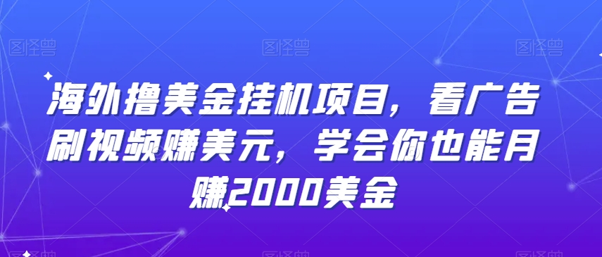 海外撸美金挂JI项目，看广告刷视频赚美元，学会你也能月赚2000美金