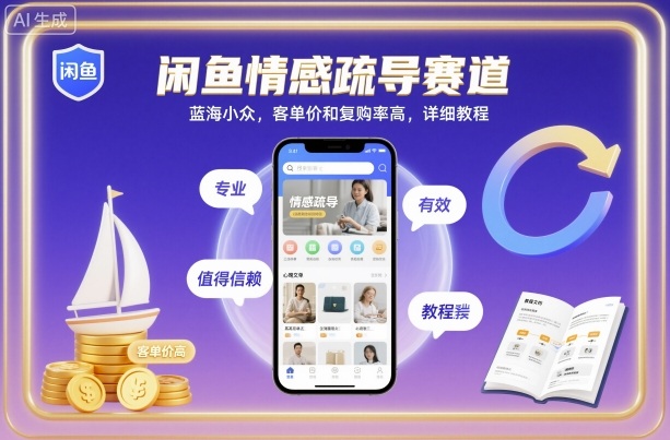 闲鱼情感疏导赛道，蓝海小众，客单价和复购率高，详细教程