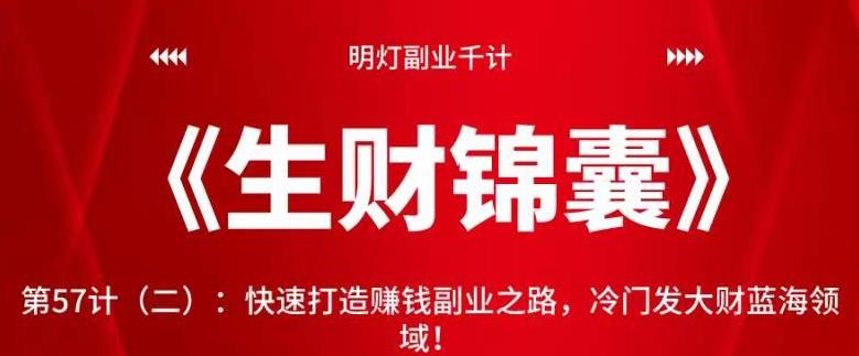 明灯副业千计—《生财锦囊》第57计（二）：快速打造賺米副业之路，冷门发大财蓝海领域！【视频课程】