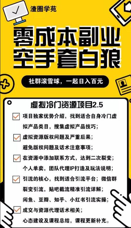 虚拟冷门资源项目2.5（冷门&代理玩法），精准引流实操日赚1000+（价值699元）