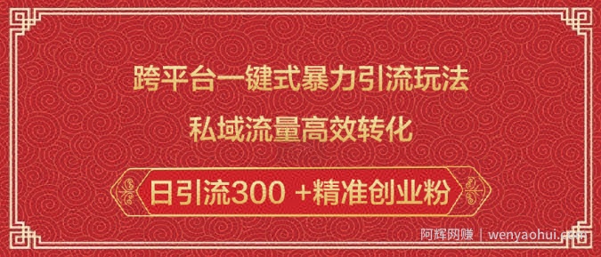跨平台一键式暴力引流玩法，私域流量高效转化日引流300 +精准创业粉