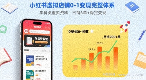 小红书虚拟店铺0-1变现完整体系：卖学科类虚拟资料，一天6张+，很稳定【已完结】